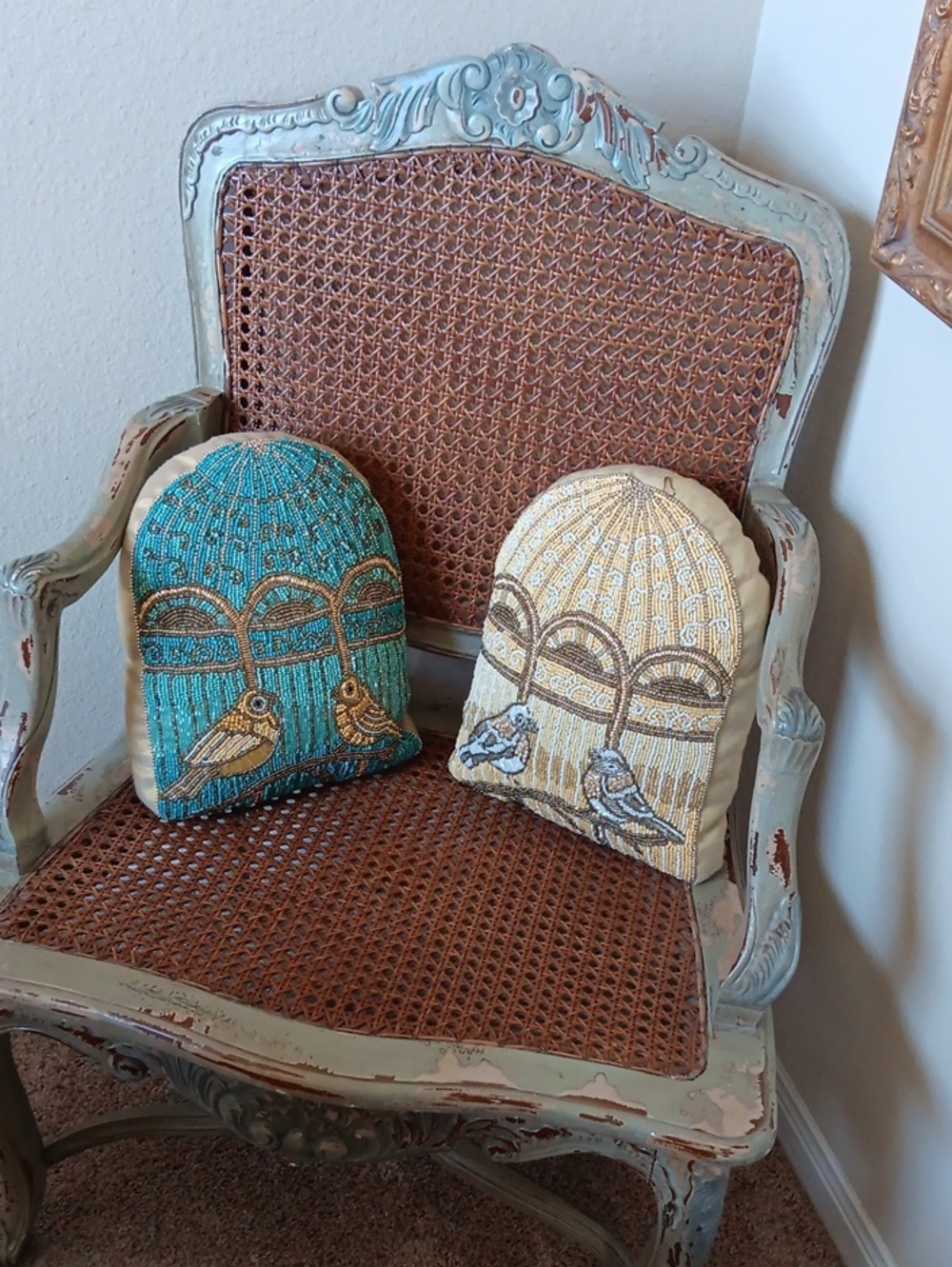 Listing Title:
VTG Victorian Trading Co Beaded Birdcage Throw Pillows Pair of 2